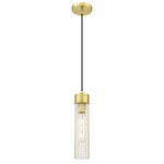 Boreas Cord Hung Pendant - Satin Gold / Striped Clear