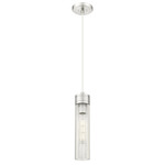 Boreas Cord Hung Pendant - Satin Nickel / Striped Clear
