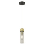 Boreas Cord Hung Pendant - Black Antique Brass / Smoke