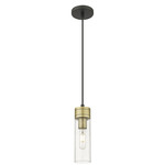 Boreas Cord Hung Pendant - Black Antique Brass / Clear Seedy