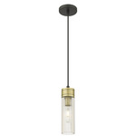 Boreas Cord Hung Pendant - Black Antique Brass / Striped Clear