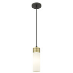 Boreas Cord Hung Pendant - Black Antique Brass / Striped White