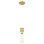 Boreas Cord Hung Pendant - Brushed Brass / Clear