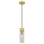 Boreas Cord Hung Pendant - Brushed Brass / Smoke