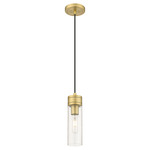 Boreas Cord Hung Pendant - Brushed Brass / Clear Seedy