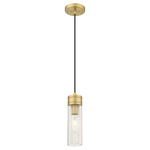 Boreas Cord Hung Pendant - Brushed Brass / Striped Clear
