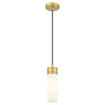 Boreas Cord Hung Pendant - Brushed Brass / Striped White