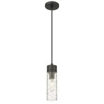 Boreas Cord Hung Pendant - Matte Black / Clear Swirl