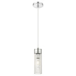 Boreas Cord Hung Pendant - Polished Chrome / Striped Clear