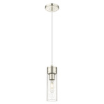 Boreas Cord Hung Pendant - Polished Nickel / Clear Seedy