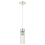 Boreas Cord Hung Pendant - Polished Nickel / Striped Clear