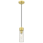 Boreas Cord Hung Pendant - Satin Gold / Clear Swirl