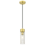 Boreas Cord Hung Pendant - Satin Gold / Striped Clear