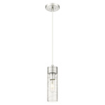 Boreas Cord Hung Pendant - Satin Nickel / Clear Swirl