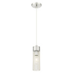 Boreas Cord Hung Pendant - Satin Nickel / Striped Clear