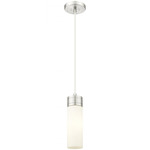 Boreas Cord Hung Pendant - Satin Nickel / White