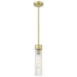 Boreas Stem Hung Pendant - Antique Brass / Striped Clear