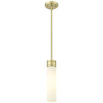 Boreas Stem Hung Pendant - Antique Brass / White