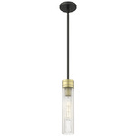 Boreas Stem Hung Pendant - Black Antique Brass / Striped Clear