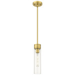 Boreas Stem Hung Pendant - Brushed Brass / Clear