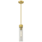 Boreas Stem Hung Pendant - Brushed Brass / Smoke