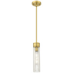 Boreas Stem Hung Pendant - Brushed Brass / Striped Clear
