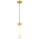 Boreas Stem Hung Pendant - Brushed Brass / White