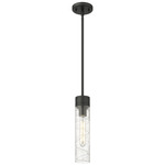 Boreas Stem Hung Pendant - Matte Black / Clear Swirl