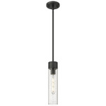 Boreas Stem Hung Pendant - Matte Black / Clear Seedy