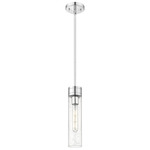 Boreas Stem Hung Pendant - Polished Chrome / Clear Seedy