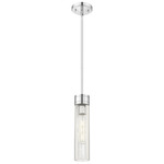 Boreas Stem Hung Pendant - Polished Chrome / Striped Clear