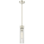 Boreas Stem Hung Pendant - Polished Nickel / Striped Clear