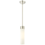 Boreas Stem Hung Pendant - Polished Nickel / Striped White