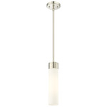 Boreas Stem Hung Pendant - Polished Nickel / White