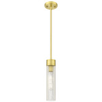 Boreas Stem Hung Pendant - Satin Gold / Striped Clear