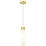 Boreas Stem Hung Pendant - Satin Gold / Striped White