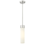 Boreas Stem Hung Pendant - Satin Nickel / Striped White