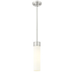 Boreas Stem Hung Pendant - Satin Nickel / White