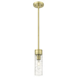 Boreas Stem Hung Pendant - Antique Brass / Clear Swirl