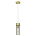 Boreas Stem Hung Pendant - Antique Brass / Smoke