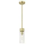 Boreas Stem Hung Pendant - Antique Brass / Clear Seedy