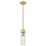 Boreas Stem Hung Pendant - Antique Brass / Striped Clear