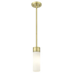 Boreas Stem Hung Pendant - Antique Brass / Striped White