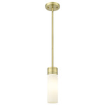 Boreas Stem Hung Pendant - Antique Brass / White