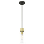 Boreas Stem Hung Pendant - Black Antique Brass / Clear