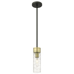 Boreas Stem Hung Pendant - Black Antique Brass / Clear Swirl