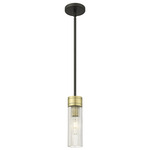 Boreas Stem Hung Pendant - Black Antique Brass / Striped Clear