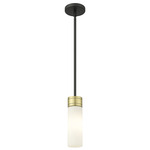 Boreas Stem Hung Pendant - Black Antique Brass / Striped White