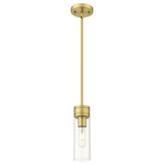 Boreas Stem Hung Pendant - Brushed Brass / Clear
