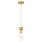 Boreas Stem Hung Pendant - Brushed Brass / Clear Swirl